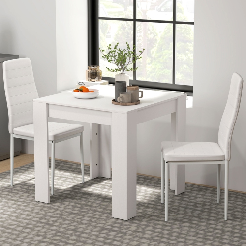 HOMCOM Dining Table Set for 2, 3 Piece Kitchen Table and Chairs with Steel Legs and High Back, Space-Saving Square Table and Upholstered Chairs for