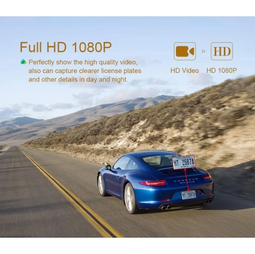 Caméra de tableau de bord à trois objectifs avec vue HD 1080p avant, arrière et intérieure de la voiture, avec enregistrement d'image en marche