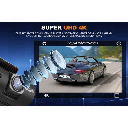 Starlight Night Vision HDR HD Driving Recorder with IPS Screen, Loop Recording, Black Front and Rear Dual Recording Car Camera - 4K+4K+5G WiFi+128G