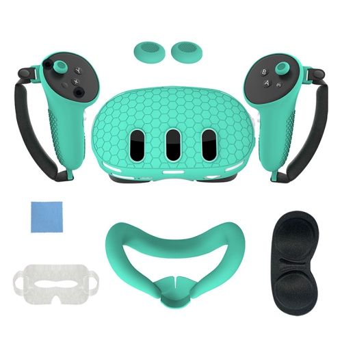 Étui silicone pour manette Meta Quest 3, étui console Quest3, 7 accessoires RV antidérapants et résistants aux chutes - Vert