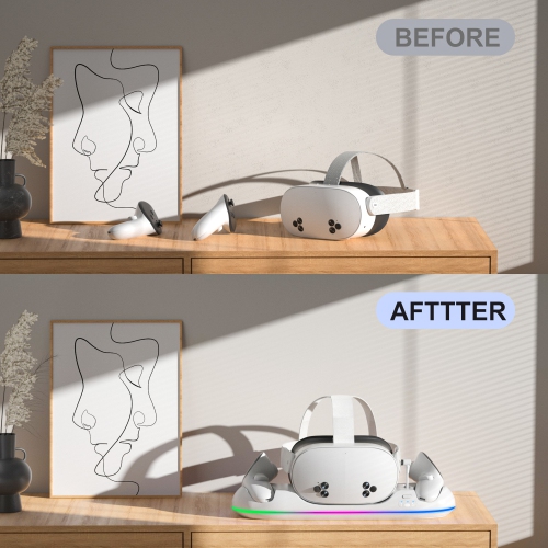 Nouvelle station de recharge Meta Quest 2/3/3s pour accessoires de jeu VR d'Oculus - Compatible avec Quest 2/3/3s.