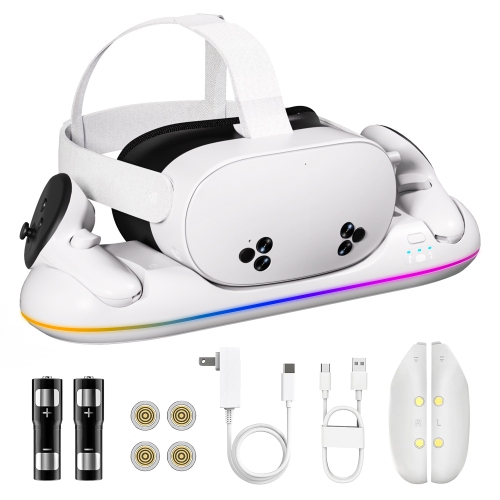 Nouvelle station de recharge Meta Quest 2/3/3s pour accessoires de jeu VR d'Oculus - Compatible avec Quest 2/3/3s.