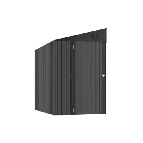 AECOJOY 4' x 7' Outdoor Lean to Storage Sheds & Outdoor Storage, Small Metal Wall Side Shed for Garden, Dark Grey
