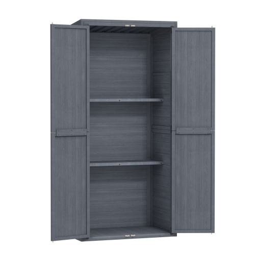 Armoire de rangement extérieure en bois AECOJOY, imperméable, remise de jardin avec 3 tablettes réglables