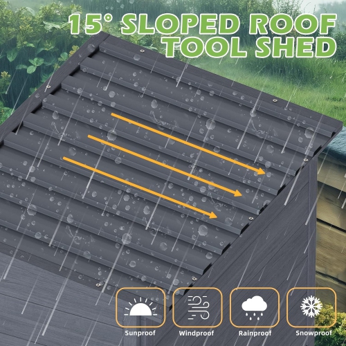 Armoire de rangement extérieure en bois AECOJOY, imperméable, remise de jardin avec 3 tablettes réglables