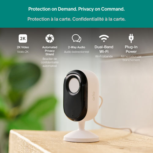 Arlo Essential Wired Plug-In Indoor 3rd Gen 2K Security Camera - White