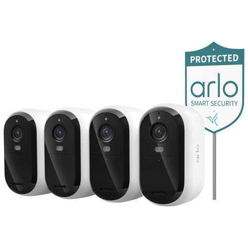 Caméra de surveillance 2K sans fil 3e génération Arlo Essential - Paquet de 4 - Blanc - Exclusivité Best Buy