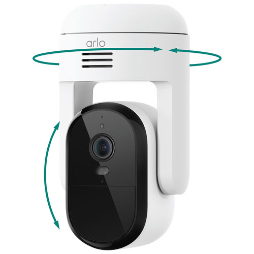 Arlo Essential Wired Plug-In Pan Tilt Outdoor 2K Security Camera - White