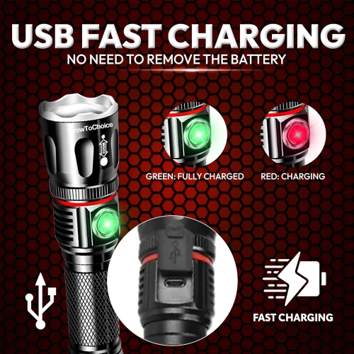 GrowToChoice Rechargeable LED Flashlight Camping Gear Must Haves