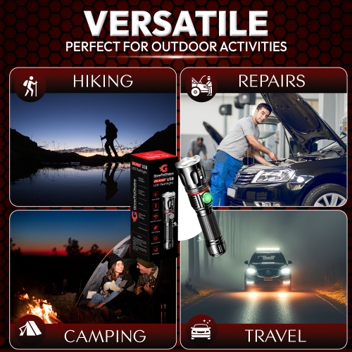 GrowToChoice Rechargeable LED Flashlight Camping Gear Must Haves