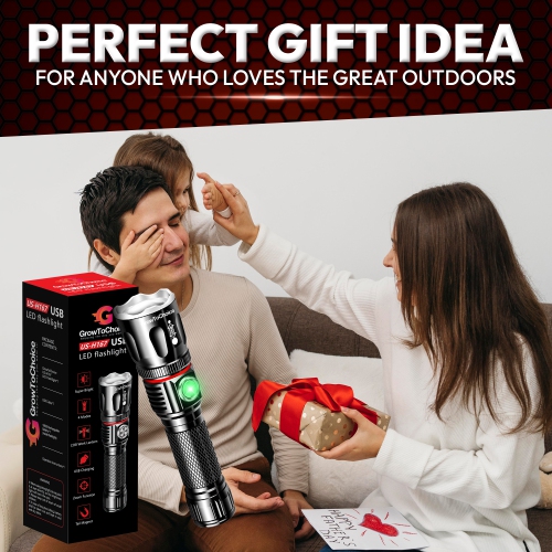 GrowToChoice Rechargeable LED Flashlight Camping Gear Must Haves