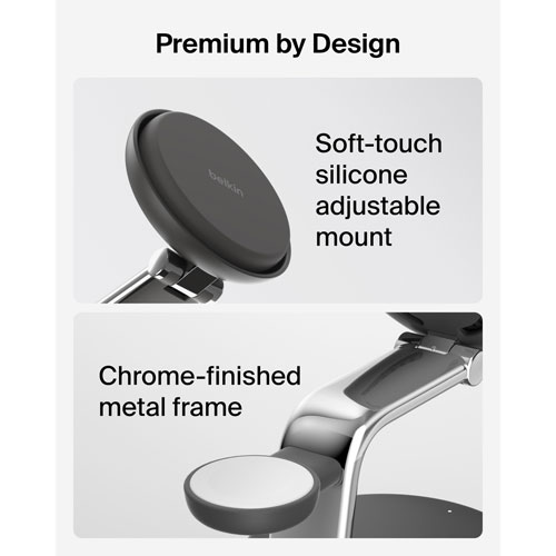 Belkin 3-in-1 25W Qi2 Wireless Charging Stand - Grey