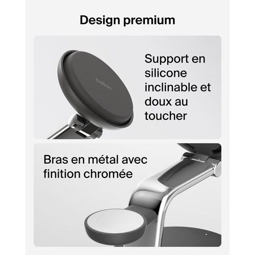 Belkin 3-in-1 25W Qi2 Wireless Charging Stand - Grey