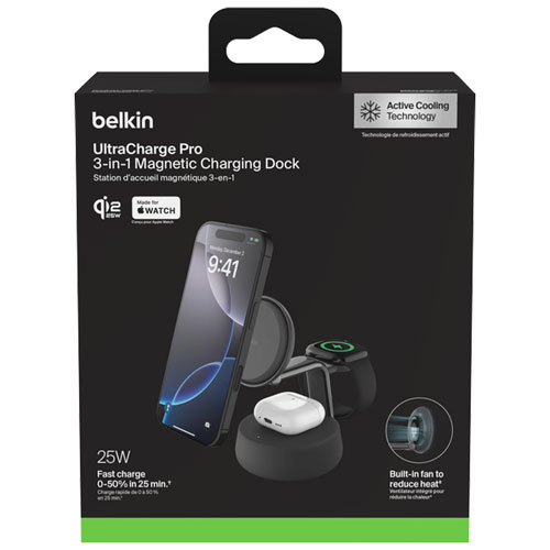 Belkin 3-in-1 25W Qi2 Wireless Charging Stand - Grey