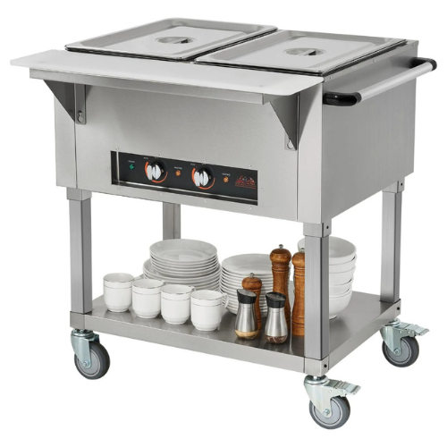 VEVOR MDC-2 Commercial Food Warmer, 2 × 20.6 Qt Electric Steam Table with Independent Temp Control, 1000W Buffet Catering Server with Wheels & PE