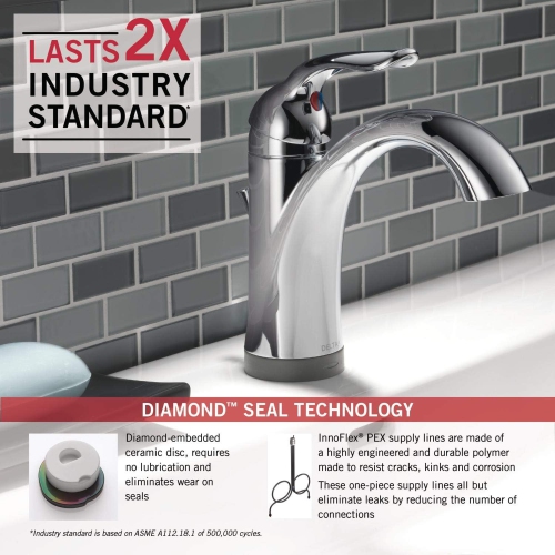 Delta Faucet Lahara Single-Handle Bathroom Faucet with Diamond Seal Technology and Drain Assembly