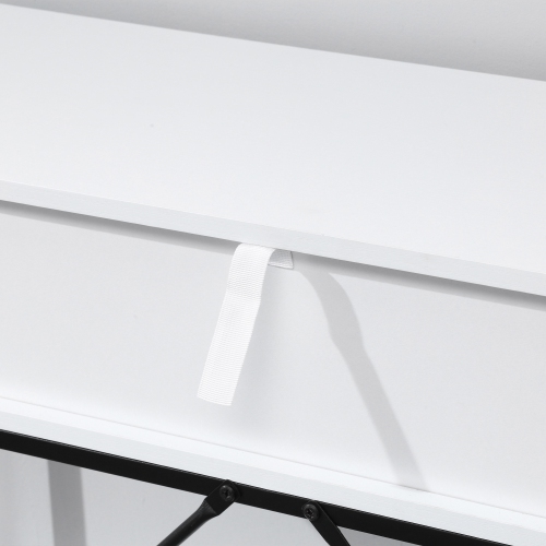 HOMCOM – Table console moderne à 2 tiroirs, table d'entrée à 2 niveaux avec tablette de rangement, table de canapé étroite pour salon, corridor, blanc