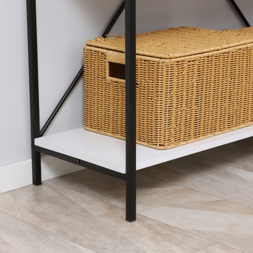 HOMCOM – Table console moderne à 2 tiroirs, table d'entrée à 2 niveaux avec tablette de rangement, table de canapé étroite pour salon, corridor, blanc