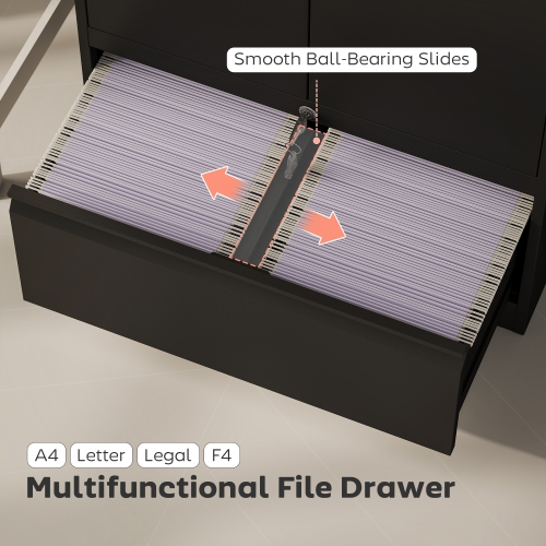 HOMCOM Metal Storage Cabinet with Locks, Lateral Filing Cabinet, Garage Cabinet with Adjustable Shelf and File Drawer for A4/Letter/Legal/F4 Size