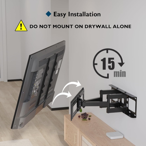 BONTEC TV Wall Mount, Full Motion Bracket for 23-70 Inch TVs, Holds Up to 99lbs, Max VESA 400x400mm, Fits LED OLED LCD Flat and Curved Screens, Tilt