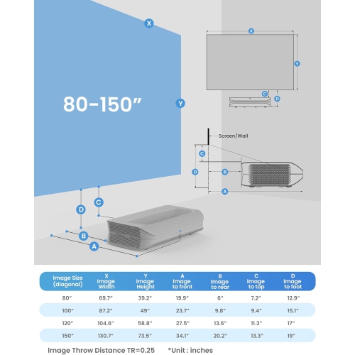 Refurbished-AWOL Vision LTV-3500 Pro 4K Smart UHD 3D Triple Laser Ultra Short Throw Projector with HDR10+, Dolby Vision & Atmos