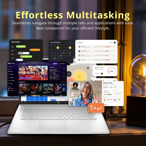 HP 17.3" FHD IPS Laptop, Intel i5-1334U, 416GB Storage,8GB RAM, Iris Xe Graphics, Backlit Keyboard,Fingerprint,Wi-Fi 6,Win 11 Pro,Silver