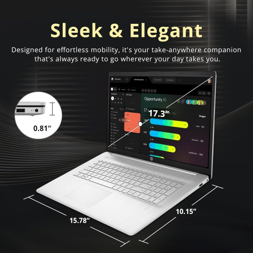 HP 17.3" FHD IPS Laptop, Intel i5-1334U,1.16TB Storage,32GB RAM,Iris Xe Graphics, Backlit Keyboard, Fingerprint, Wi-Fi 6, Win 11 Pro, Silver