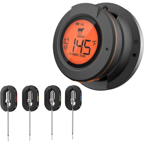 Temperature Measuring Devices Grill Thermometer with Probes Digital Digital Cooking Thermometer Grill Thermostat for Oven BBQ Kitchen, 2 Probes Black