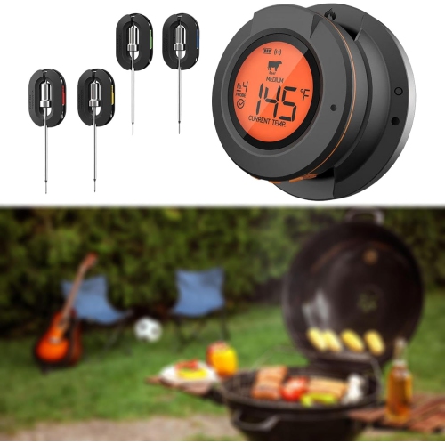 Temperature Measuring Devices Grill Thermometer with Probes Digital Digital Cooking Thermometer Grill Thermostat for Oven BBQ Kitchen, 2 Probes Black