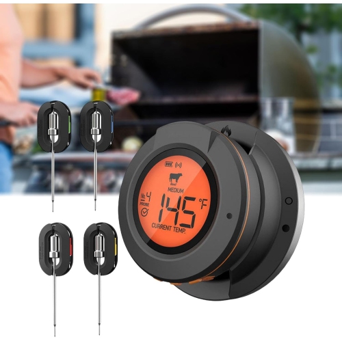 Temperature Measuring Devices Grill Thermometer with Probes Digital Digital Cooking Thermometer Grill Thermostat for Oven BBQ Kitchen, 2 Probes Black