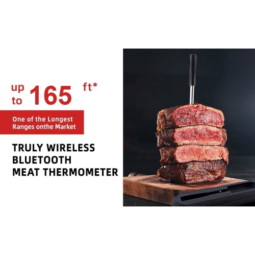 Wireless Meat Thermometer,Wireless Bluetooth Meat Thermometer for Grilling and Smoking, Meat Thermometer Wireless for BBQ Oven Smoker