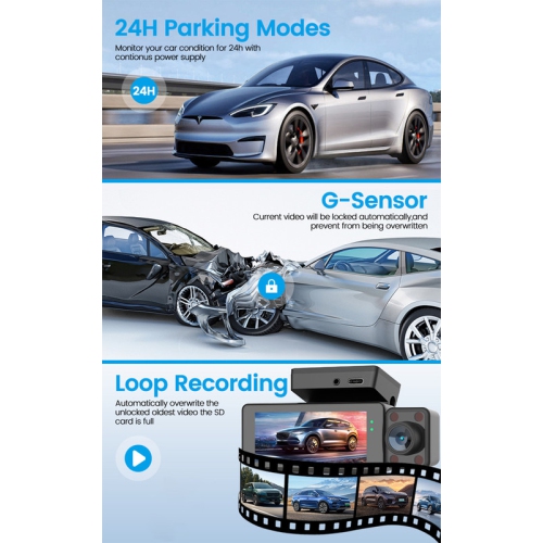 4K Dual-Recording Dash Cam: Front and Interior Camera Monitoring | WiFi Connectivity | Infrared Night Vision | Loop Recording | HD Video | + 256GB