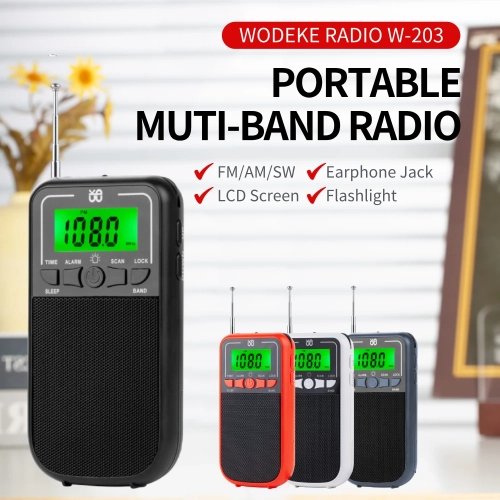 AM portatif ​​Radio FM SW, radio à transistors avec écran LCD, haut-parleur, lampe de poche LED, radio à piles pour usage extérieur et d'urgence,