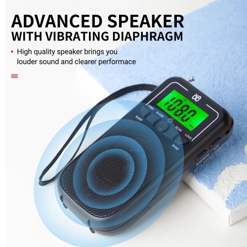 Portable AM ​​FM SW Radio, Transistor Radio with LCD Screen, Speaker, LED Flashlight, Battery-Powered Radio for Outdoor and Emergency Use, US