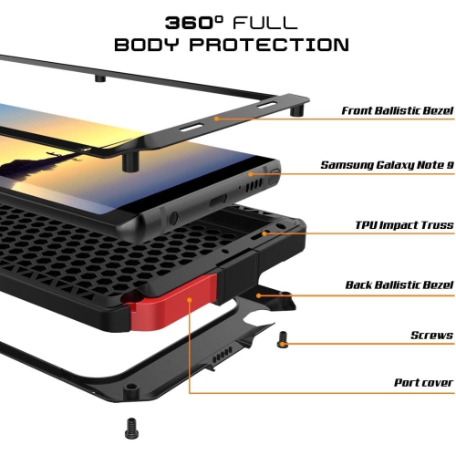 Convient pour Samsung Galaxy Note9 étui protecteur pour téléphone mobile extérieur étanche et antichoc triple coque - noir