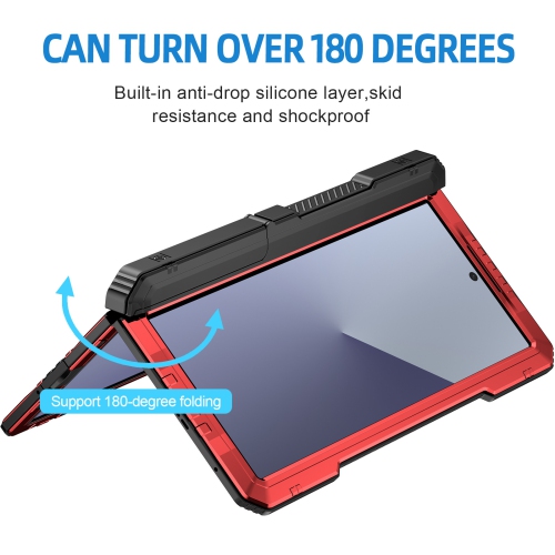 Suitable for Z Fold7 Samsung mobile phone case, anti-drop, shockproof, anti-slip, heat dissipation, folding screen with stand - red