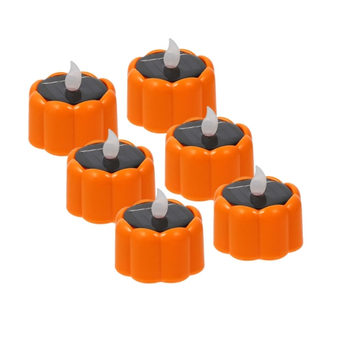6-piece solar decorative candle light outdoor Halloween pumpkin lantern decoration Ghost Festival party atmosphere induction candle light