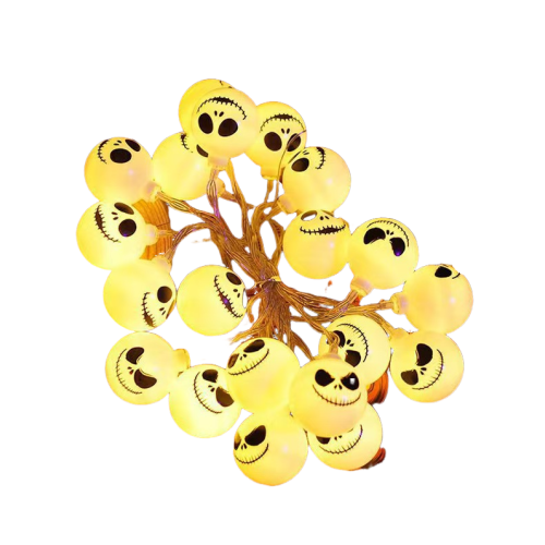 Guirlande de 20 lumières LED à visage fantôme, visage fantôme drôle, forme de crâne fantôme, à piles, lumière d'ambiance décorative intérieure et