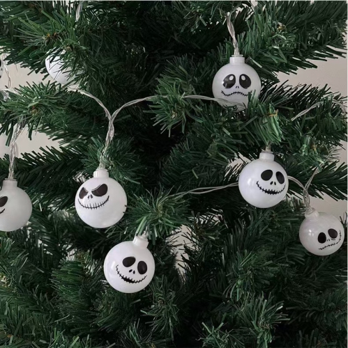 Guirlande de 20 lumières LED à visage fantôme, visage fantôme drôle, forme de crâne fantôme, à piles, lumière d'ambiance décorative intérieure et
