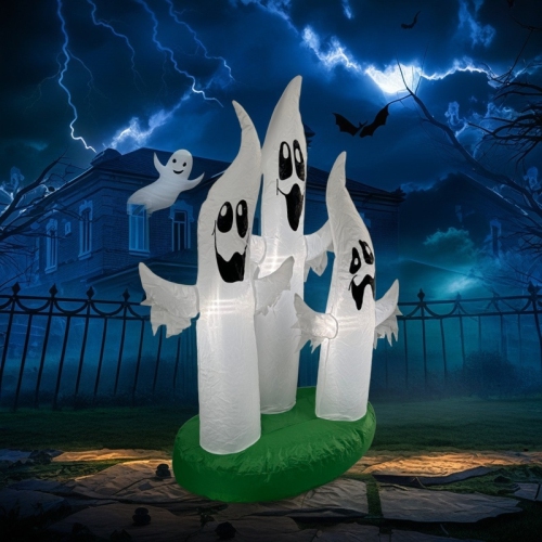 Inflatable Horror Ghost Set, 1.2m Outdoor Garden Decoration, LED Flash Waterproof Halloween Party Props Inflatable Haunted House Scene Decoration -