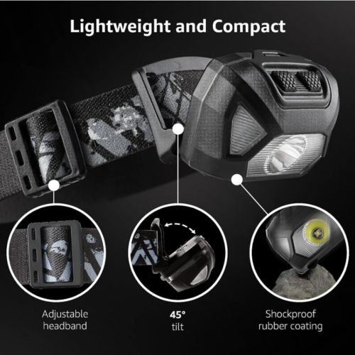 3 piles AAA à cellules sèches, 300 lumens, haute luminosité, lampe frontale étanche pour la course et le camping, convient pour la randonnée, le