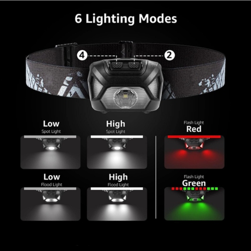 3 piles AAA à cellules sèches, 300 lumens, haute luminosité, lampe frontale étanche pour la course et le camping, convient pour la randonnée, le