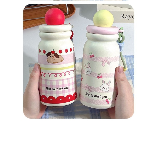 ins new earth cup cartoon straw water cup student portable cute 316 stainless steel insulation cup ball cup - yellow