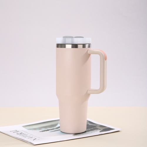 40oz 2nd Generation Ice Cup 304 Stainless Steel Insulated Cup, Outdoor Handle, Car Cup, Large Capacity Straw Cup [Ice Cup] Pink