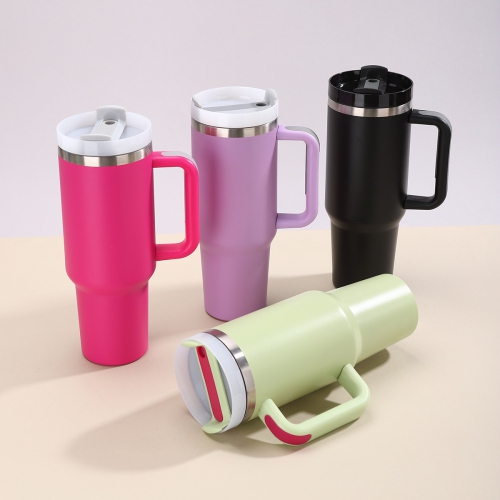 Tasse à glace de deuxième génération de 40 oz, tasse isotherme en acier inoxydable 304, gobelet pour l'extérieur avec poignée, gobelet à paille
