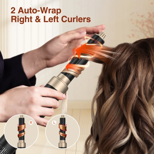 High-speed 8-in-1 hair dryer with multi-function head changer, high-power brushless hair dryer, straightening and curling iron, hot air comb - black