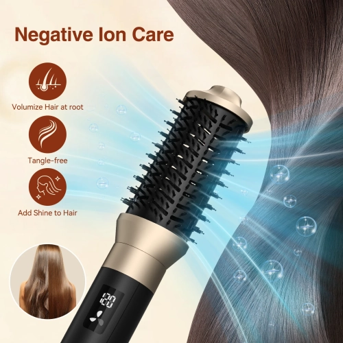 High-speed 8-in-1 hair dryer with multi-function head changer, high-power brushless hair dryer, straightening and curling iron, hot air comb - black