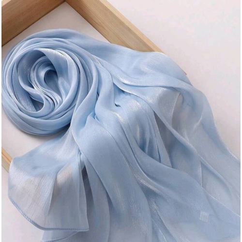 Premium Soft Shimmer Hijab Head Scarf for Islamic Muslim Hair Wraps Women Lightweight Scarves Sheer Crepe Shawl - Color 7