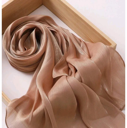 Premium Soft Shimmer Hijab Head Scarf for Islamic Muslim Hair Wraps Women Lightweight Scarves Sheer Crepe Shawl - Color 1