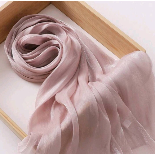 Premium Soft Shimmer Hijab Head Scarf for Islamic Muslim Hair Wraps Women Lightweight Scarves Sheer Crepe Shawl - Color 6